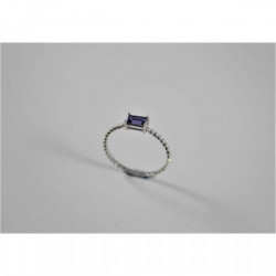 ANILLO ORO BLANCO Y CIRCONITA LILA RECTANGULAR
