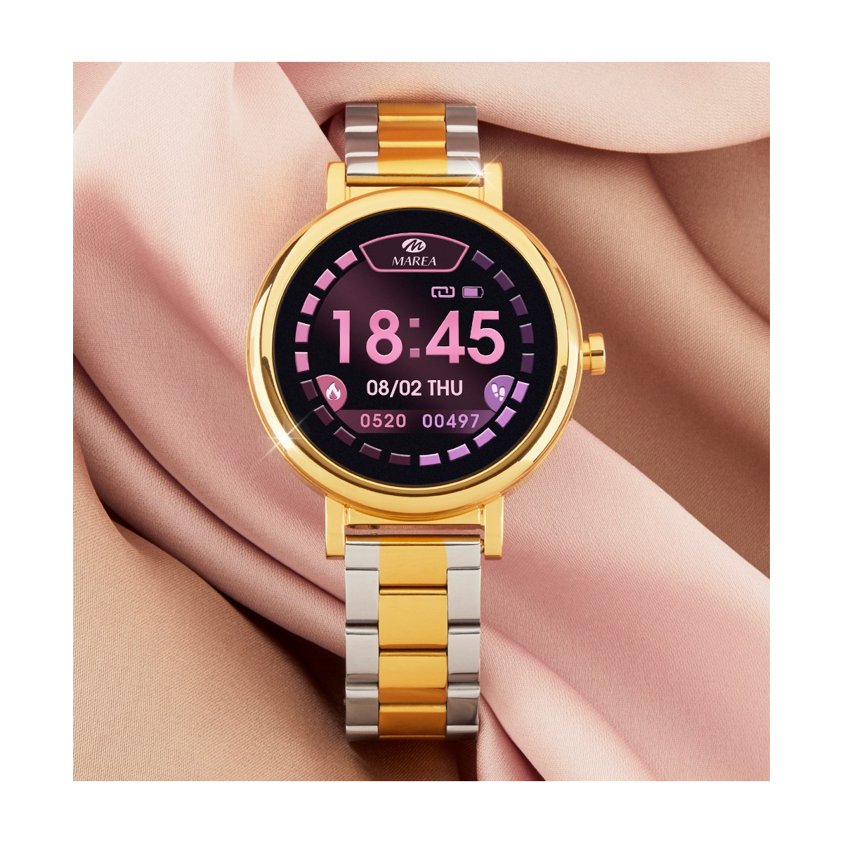 MAREA SMARTWATCH ACERO BICOLOR DORADO