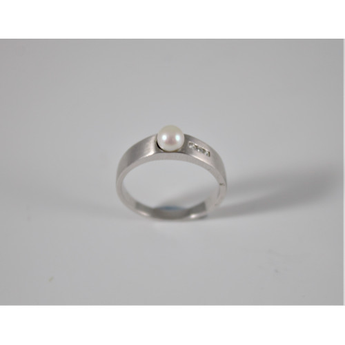 ANILLO PERLA DIAMANTE ORO 18kt