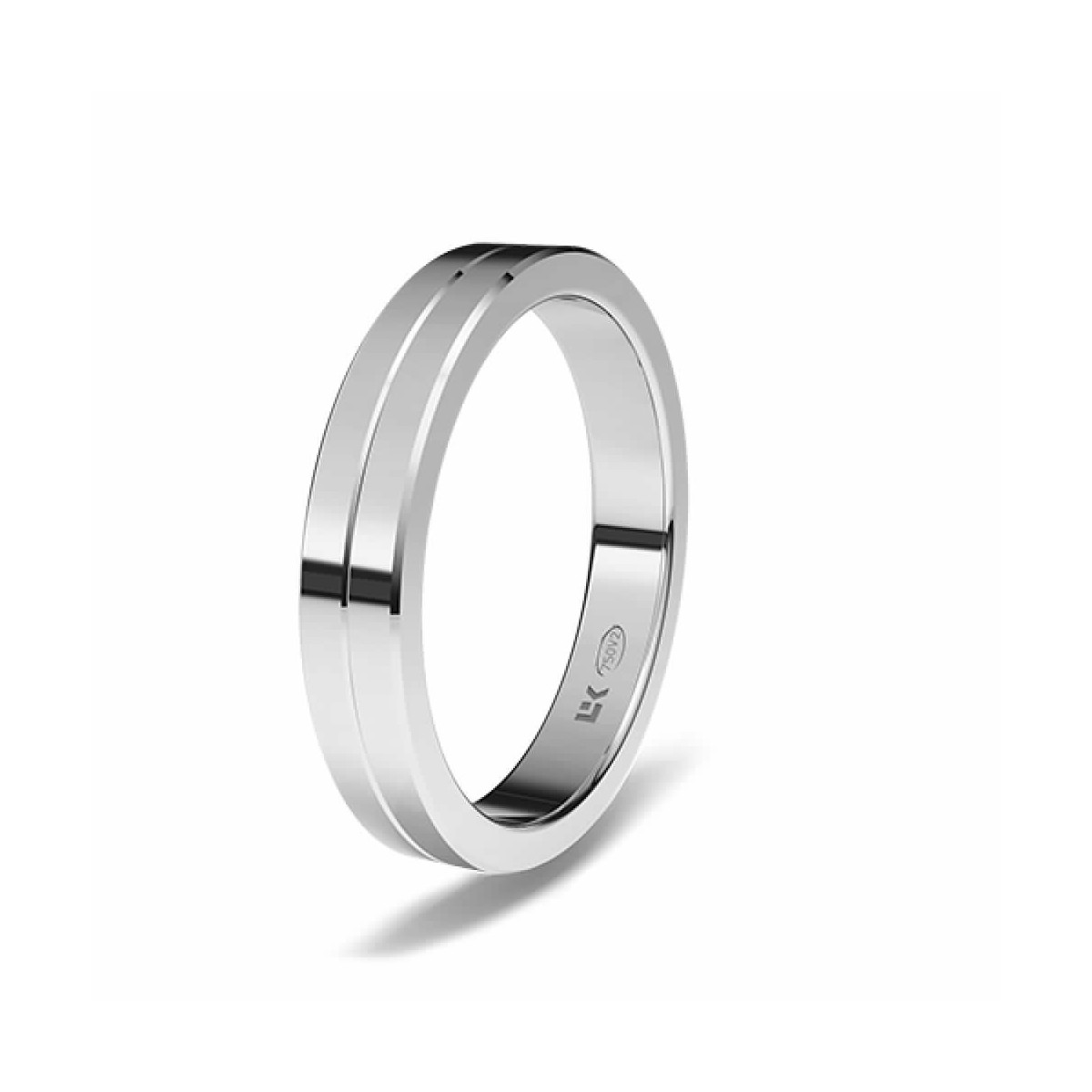 Alianza de oro blanco 18K forma rectangular estandar
