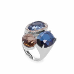 Anillos con piedras diseño triple cuarzo adamantino