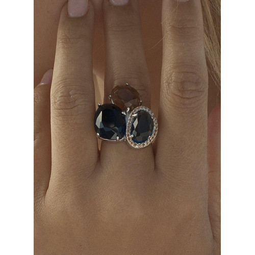 Anillos con piedras diseño triple cuarzo adamantino