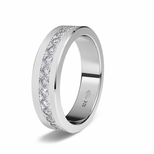 Anillo de compromiso de oro blanco 18K forma recta