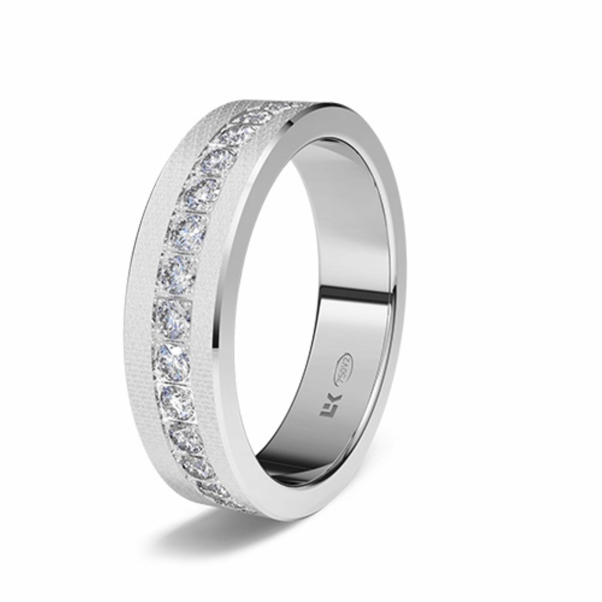 Anillo de compromiso de oro blanco 18K forma recta