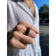 Anillo de acero y circonitas negras