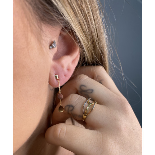 Pendientes Lágrima bicolor Oro 18kt