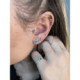 Pendientes Oro Blanco 18kt Esmeralda y Diamantes