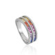 Anillo con piedras diseño doble raíl multicolor