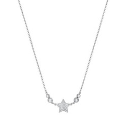 COLLAR DE ACERO CON ESTRELLA Y CRISTALES BLANCOS