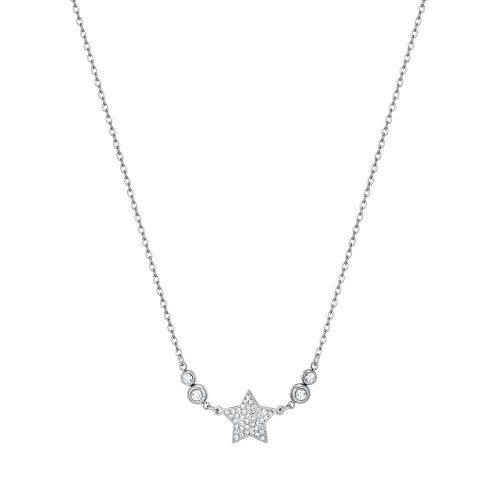 COLLAR DE ACERO CON ESTRELLA Y CRISTALES BLANCOS