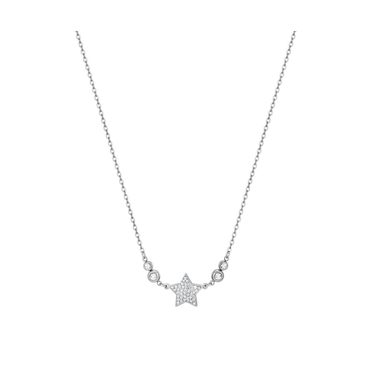 COLLAR DE ACERO CON ESTRELLA Y CRISTALES BLANCOS