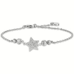 PULSERA DE ACERO CON ESTRELLA Y CIRCONITAS BLANCAS