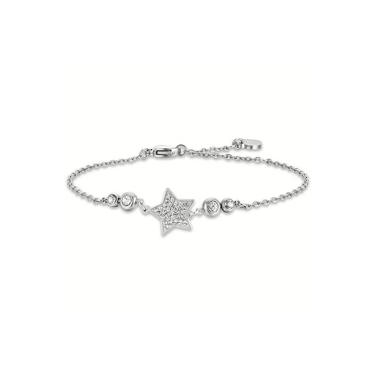 PULSERA DE ACERO CON ESTRELLA Y CIRCONITAS BLANCAS