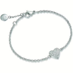PULSERA DE ACERO CORAZÓN Y CIRCONITAS BLANCAS