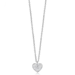 COLLAR DE ACERO CORAZÓN Y CIRCONITAS BLANCAS