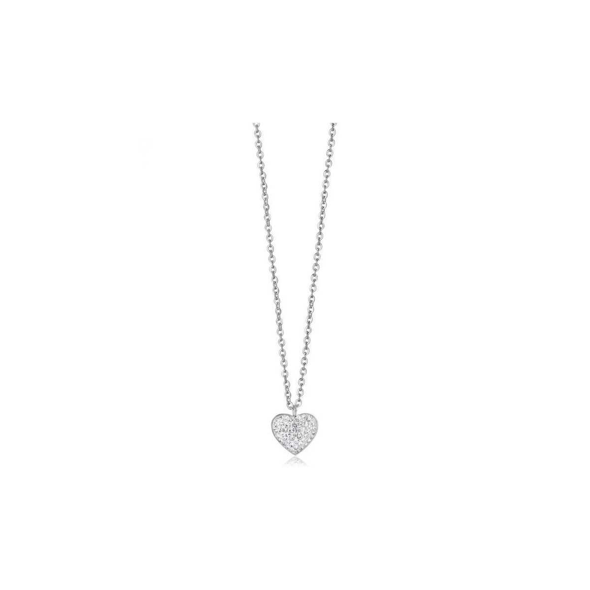 COLLAR DE ACERO CORAZÓN Y CIRCONITAS BLANCAS