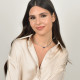 COLLAR DE ACERO TIPO RIVIERE CON CORAZÓN AZUL