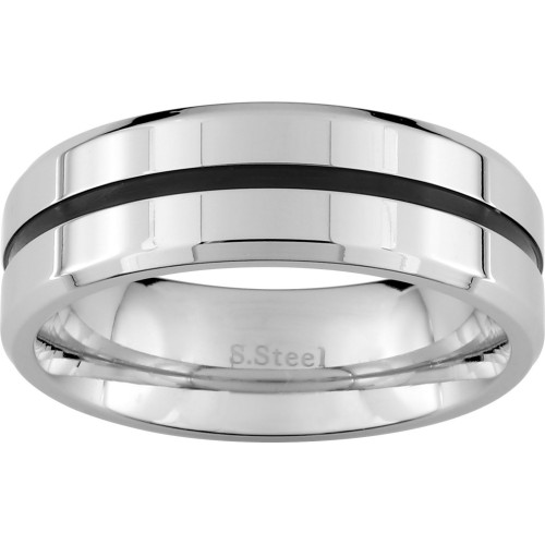 Anillo Acero Line Black