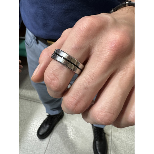 Anillo Acero Line Black