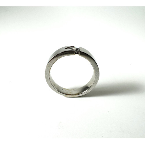 Anillo Oro Blanco 18kt Diamante Oval