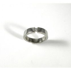 Solitario Oro Blanco 18kt Ladeado