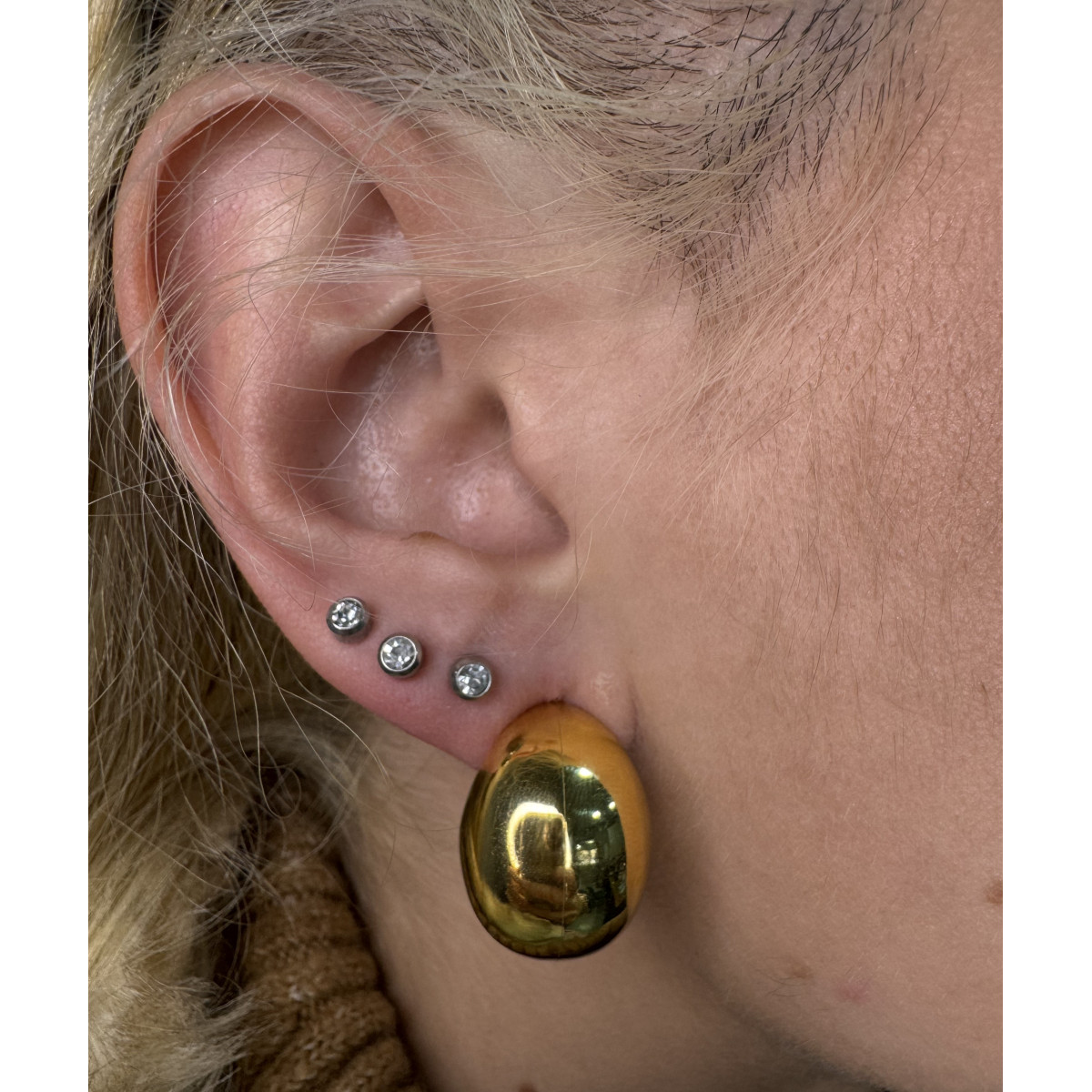 Pendientes Gota Chapados Oro Anchos