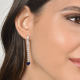 PENDIENTES EN ACERO CON CRISTALES BLANCOS Y CORAZONES DE CRISTALES AZULES