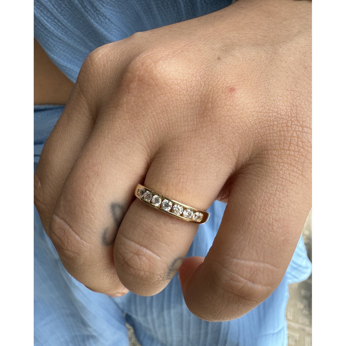 Anillo Oro Amarillo 18kt y circonitas