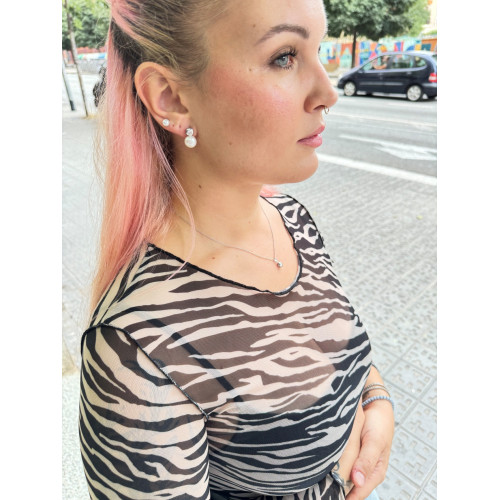 COLLAR OB 18KT Y CIRCONITA TIPO CHATÓN