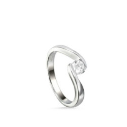 Anillo de compromiso diseño irregular con cuarzo adamantino