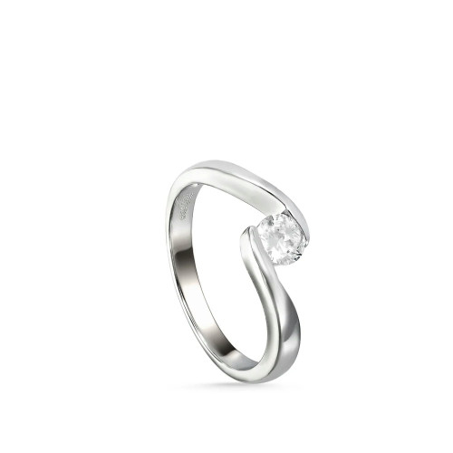 Anillo de compromiso diseño irregular con cuarzo adamantino