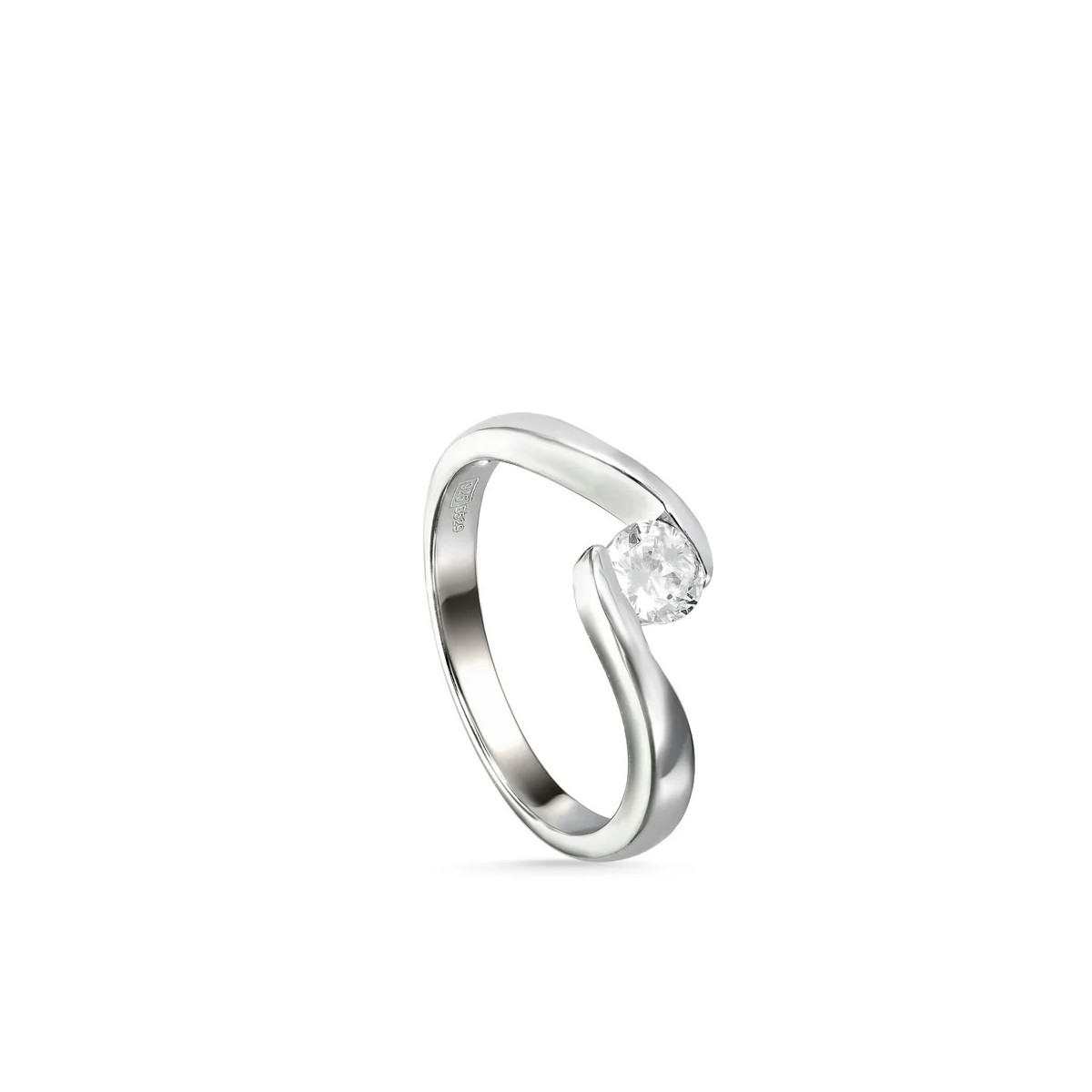 Anillo de compromiso diseño irregular con cuarzo adamantino