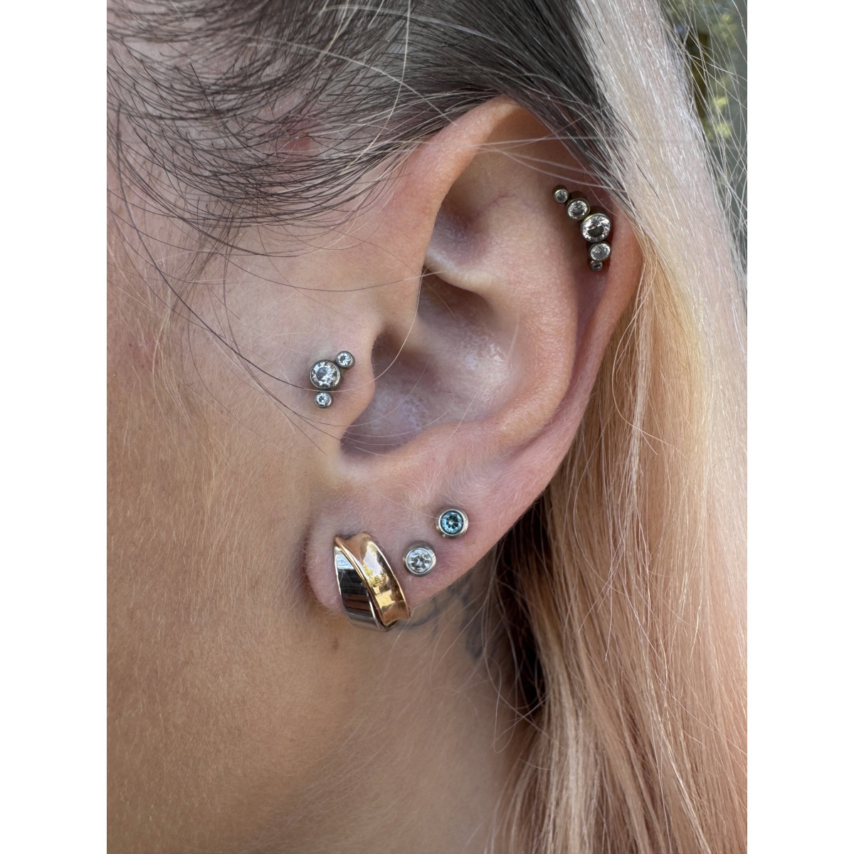 Pendientes bicolor oro rosa y oro blanco 18kt