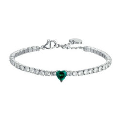 PULSERA ACERO CIRCONITAS BLANCAS Y VERDES