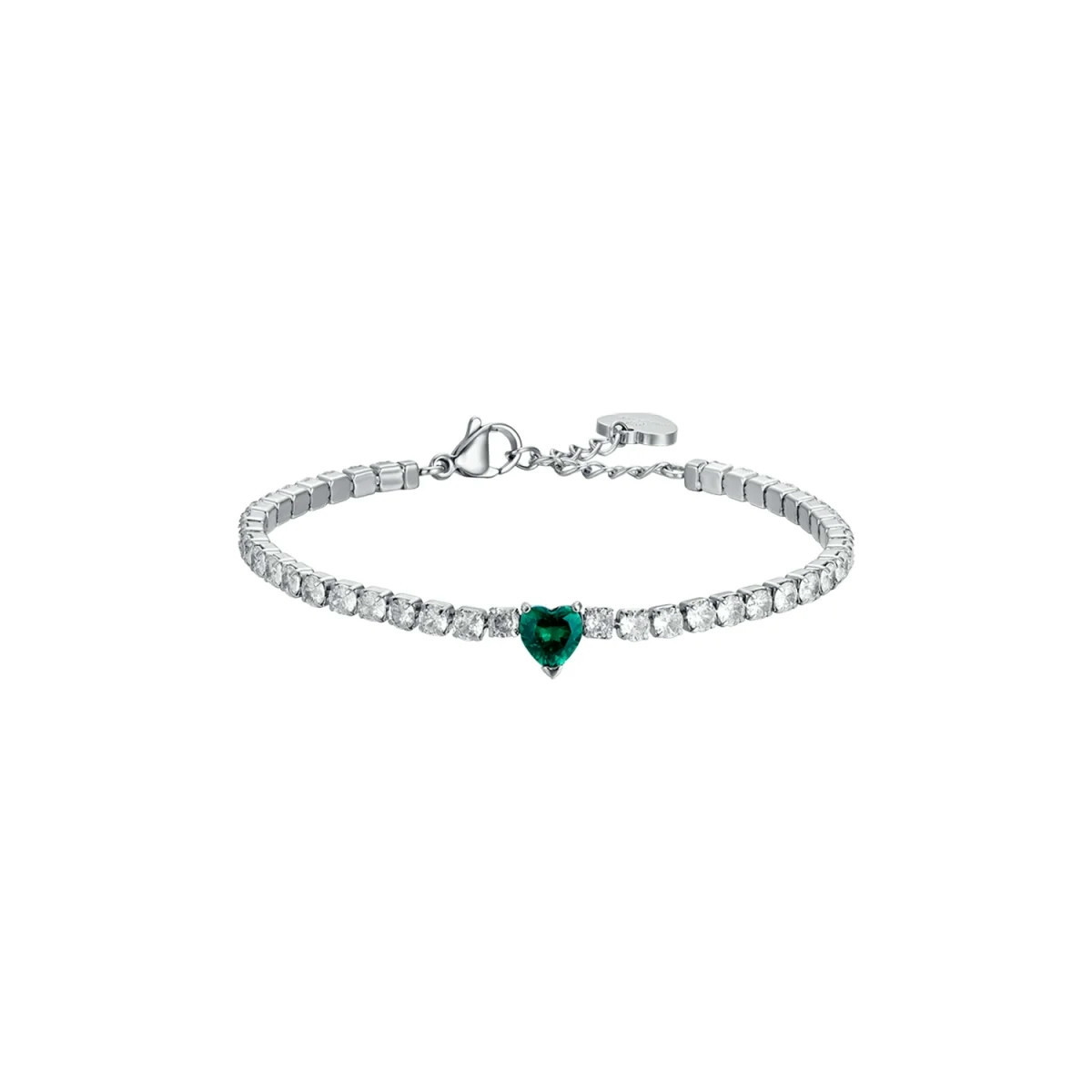 PULSERA ACERO CIRCONITAS BLANCAS Y VERDES