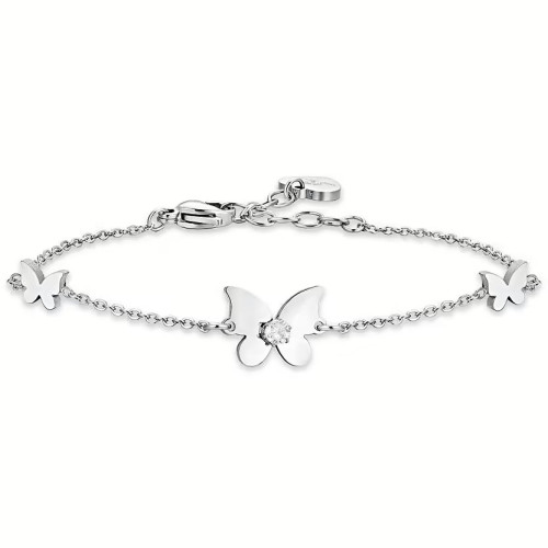 PULSERA DE ACERO MARIPOSA Y CIRCONITA