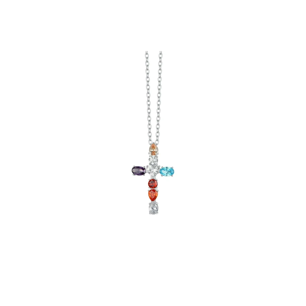 COLLAR ACERO CRUZ MULTICOLOR