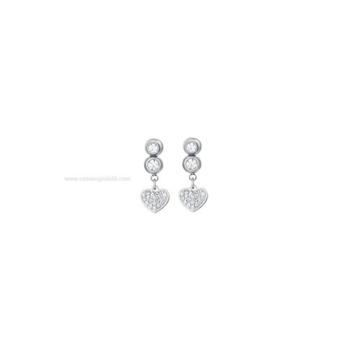 PENDIENTES ACERO CORAZÓN Y CIRCONITA BLANCA