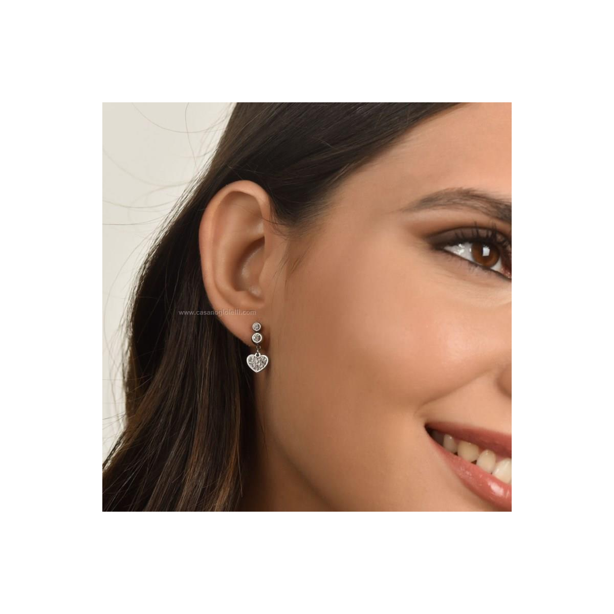 PENDIENTES ACERO CORAZÓN Y CIRCONITA BLANCA
