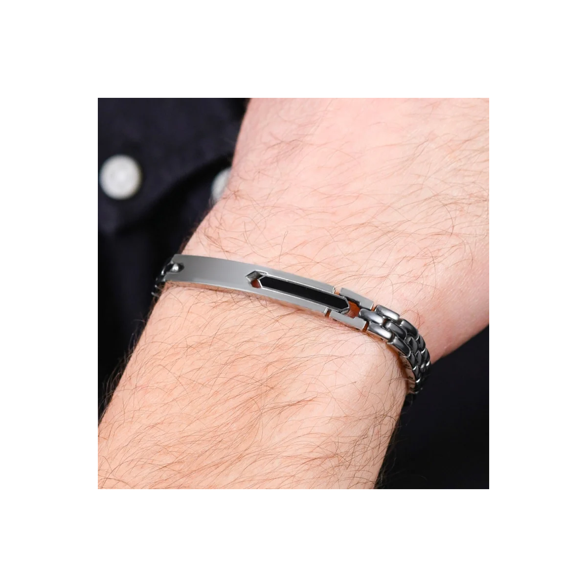 PULSERA ACERO ELEMENTO NERO
