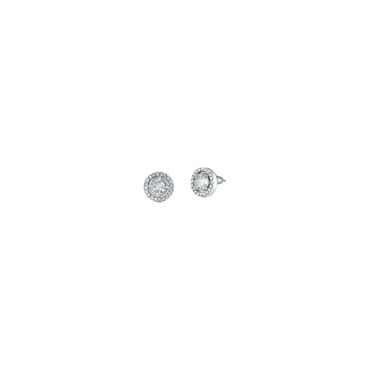 PENDIENTES DE ACERO CON PERLAS Y CIRCONITAS BLANCAS