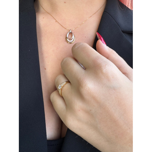 ANILLO ORO Y CIRCONITA DOBLE CARRIL