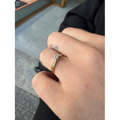 ANILLO ORO Y CIRCONITA DOBLE CARRIL