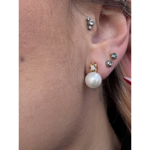 PENDIENTES ORO 18KT PERLA Y CIRCONITA