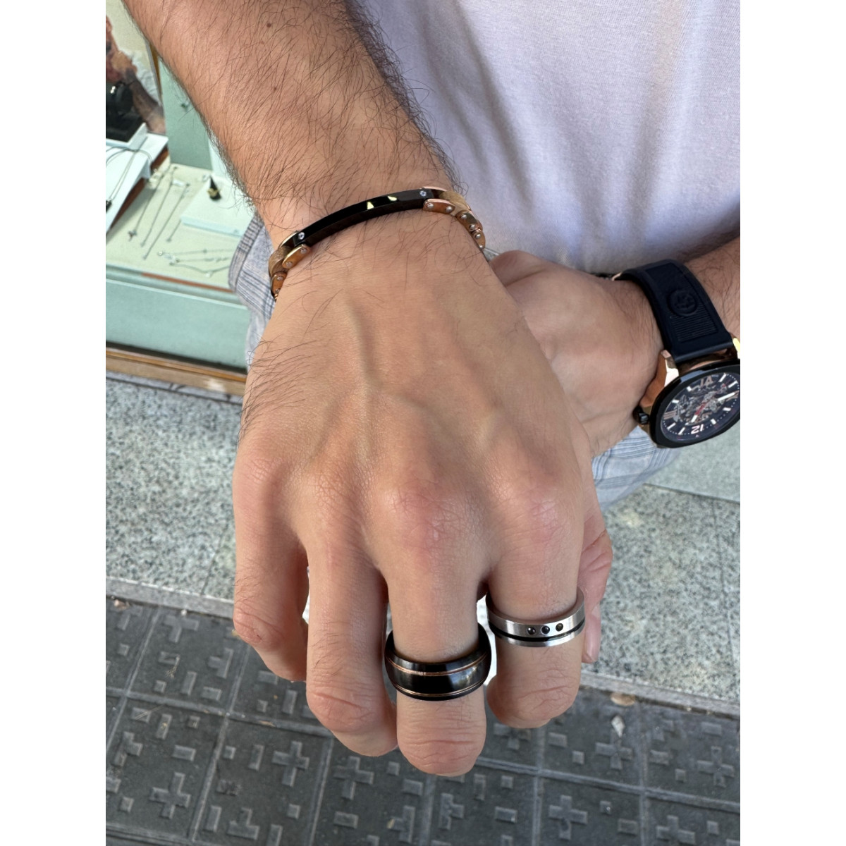 Anillo Acero Circonita Negra