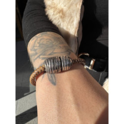 PULSERA PLATA PURA Y PIEL