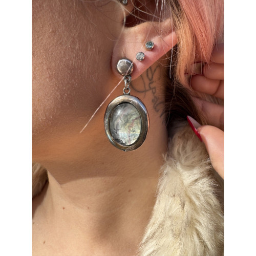 PENDIENTES PLATA PURA Y PIEDRA FINA IOLITA