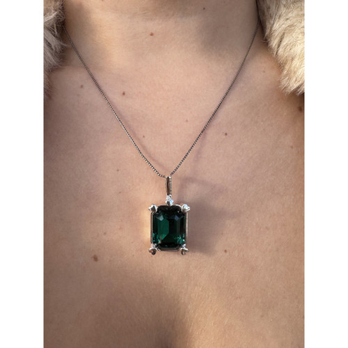 Collar Plata Circonita Verde