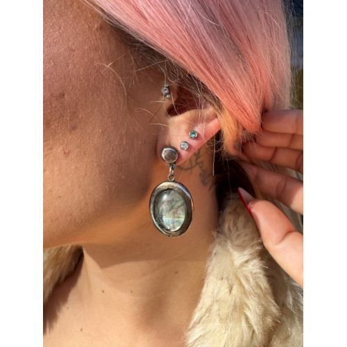 PENDIENTES PLATA PURA Y PIEDRA FINA IOLITA