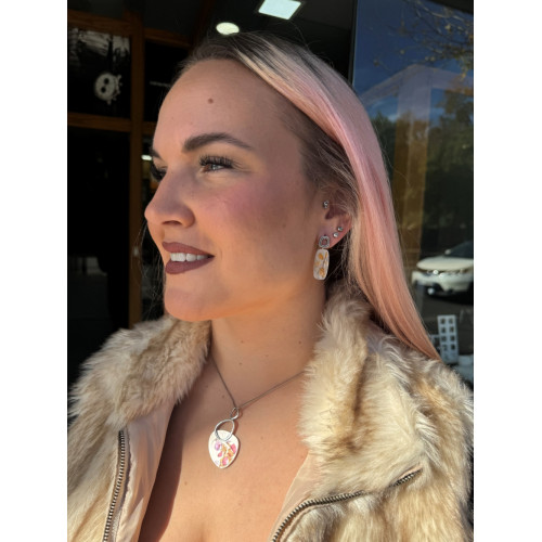 Pendientes Plata Coral y Amatista